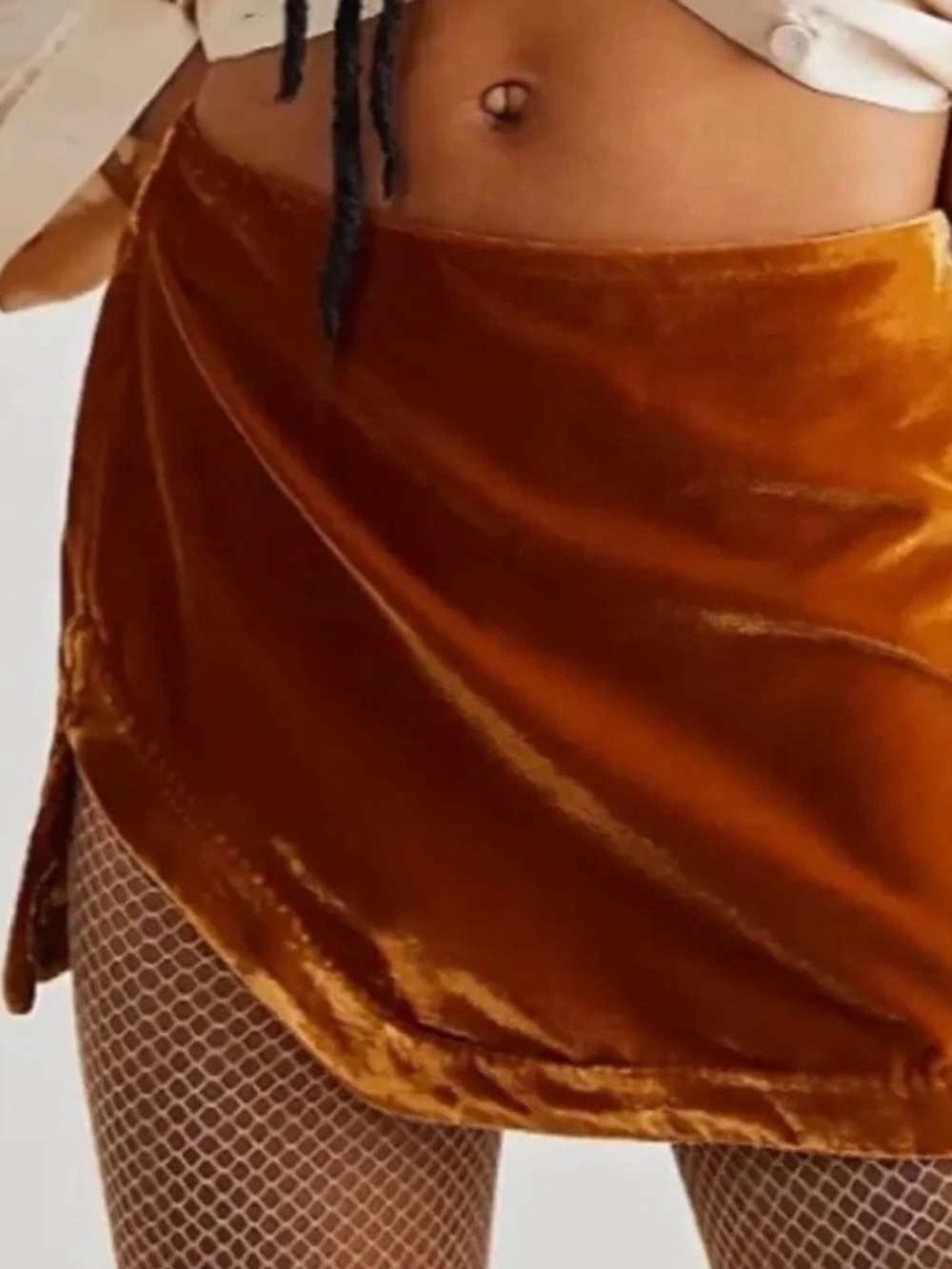 ⚡️Free People Annalise Velvet Mini Skirt in Golden Brown
